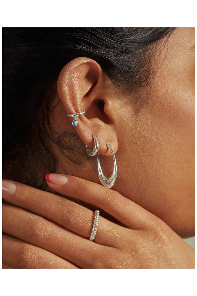 Deia Huggie Hoop Earrings, Alternate, color, SILVER