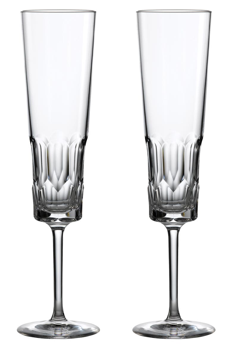 Jeff Leatham Icon Set of 2 Lead Crystal Flutes, Main, color, CLEAR
