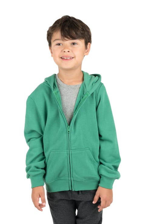 Kids Zip-Up Sweatshirt Hoodie, Cotton Blend, Solid Colors