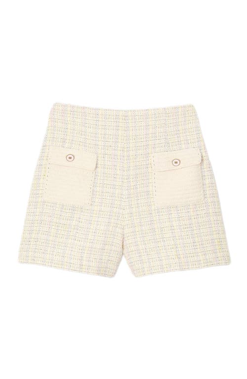 Sandro Decorative Tweed Shorts In Yellow/ecru