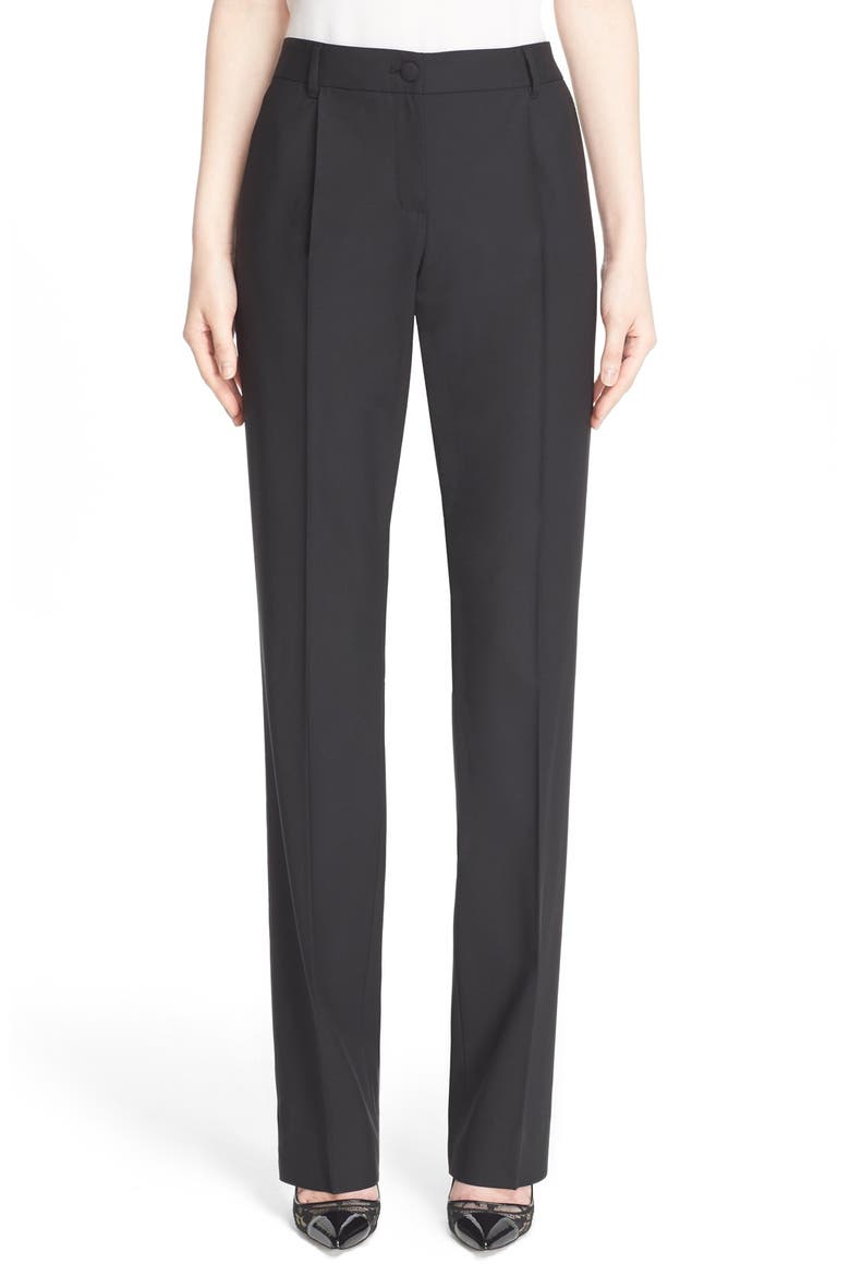 Straight Leg Stretch Wool Pants, Main, color, BLACK