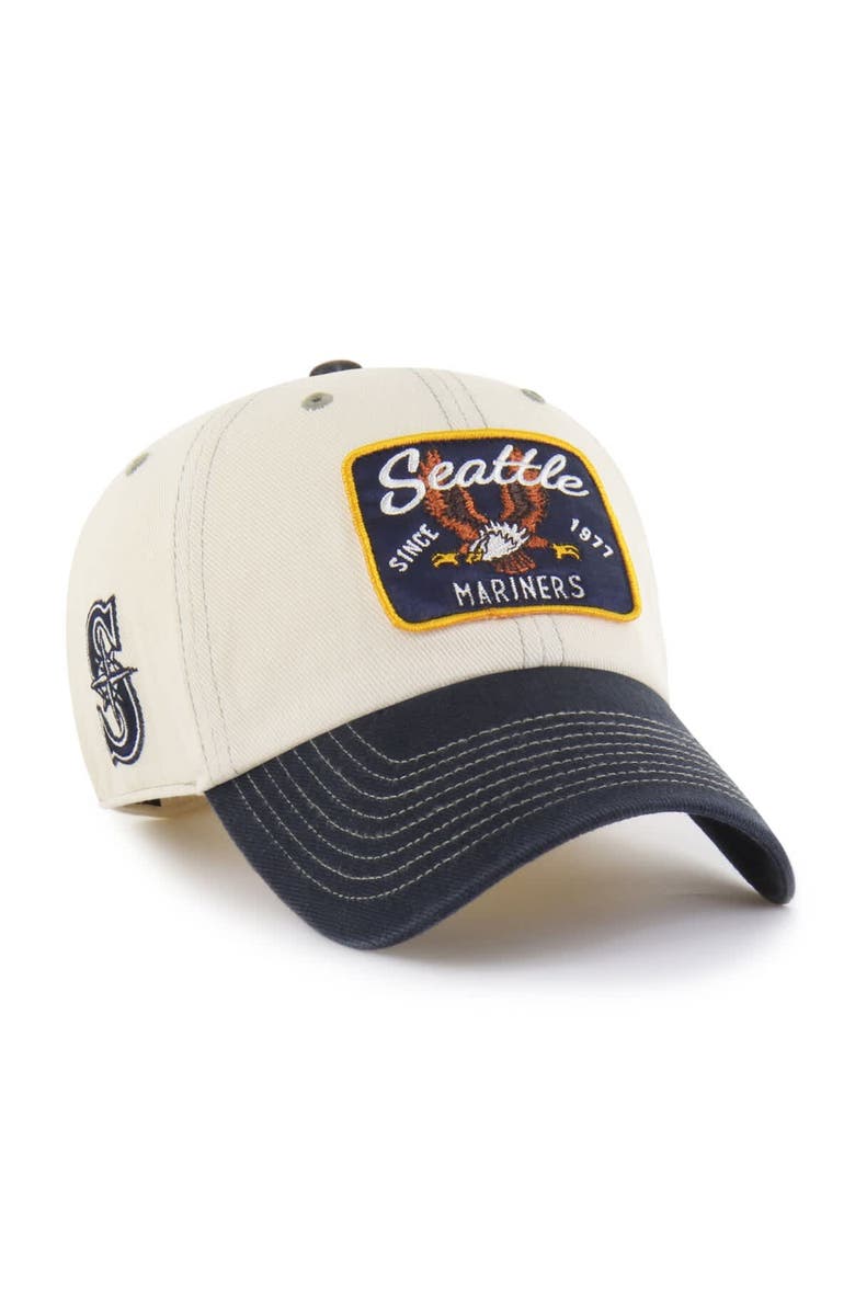'47 Men's '47  Natural/Navy Seattle Mariners Keepsake Collection Clean Up Adjustable Hat, Main, color, Natural