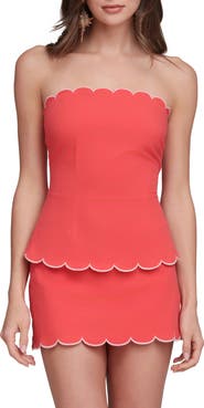 Avec Les Filles Scallop Edge Tube Top
