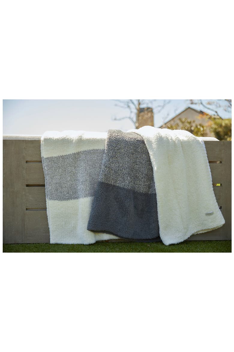 Luxe Heathered Stripe Throw Blanket, Alternate, color, LINEN-WARM GRAY