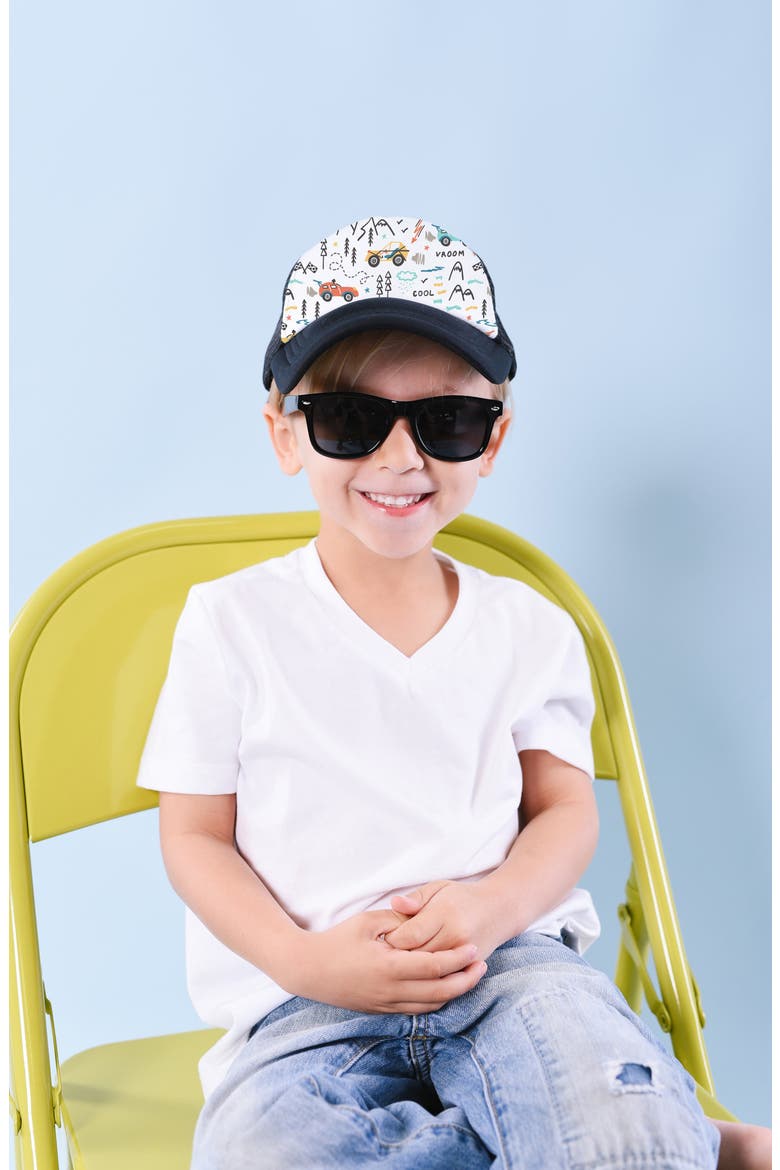 Kids' Cars Trucker Hat, Alternate, color, BLACK/ WHITE