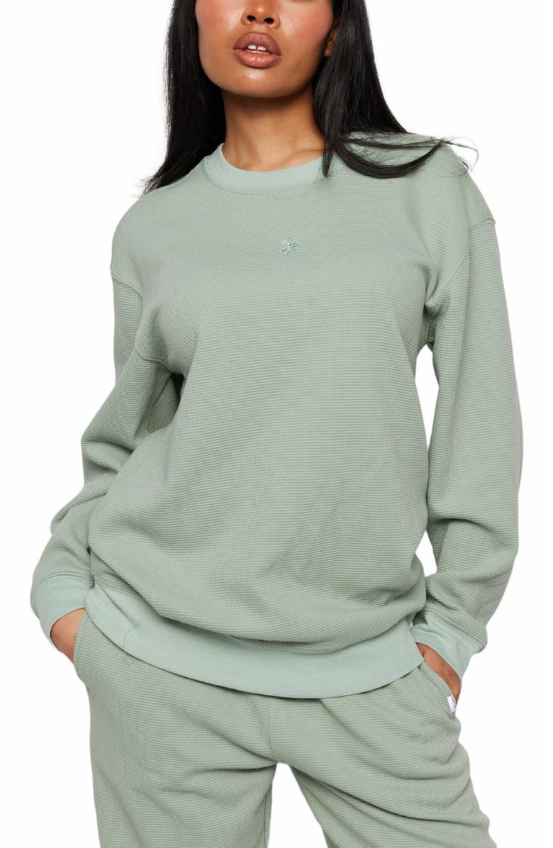 Samii Ryan SMILEY THERMAL CREWNECK, Alternate, color, Green