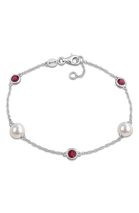 Pearl & Stone Station Bracelet
