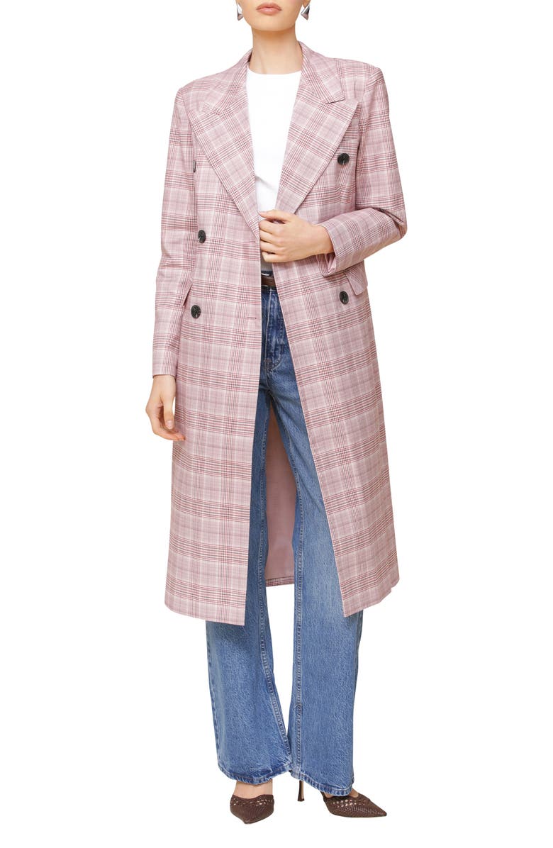 Avec Les Filles Plaid Double Breasted Coat, Main, color,