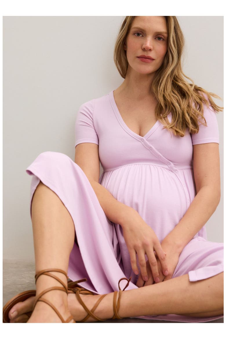 The Softest Rib Side Seam Nursing Maxi Dress, Alternate, color, Orchid