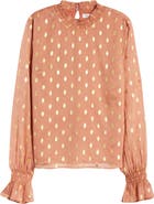 Endless Rose Metallic Polka Dot Chiffon Top