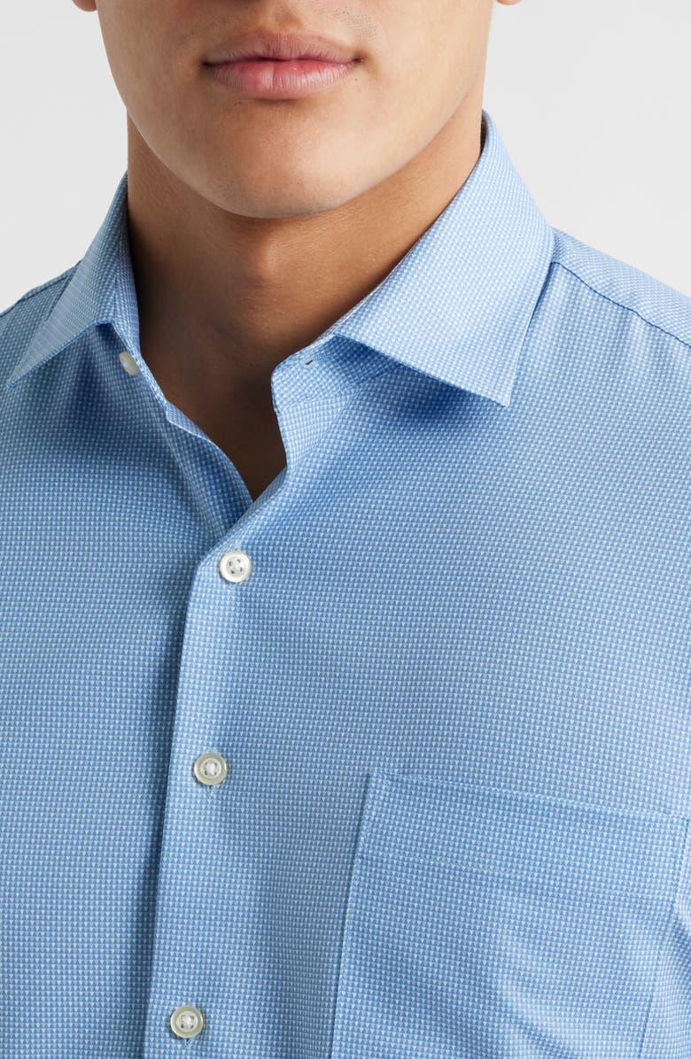 Peter Millar Triad Geometric Print Performance Poplin Button-Up Shirt, Alternate, color, Cottage Blue