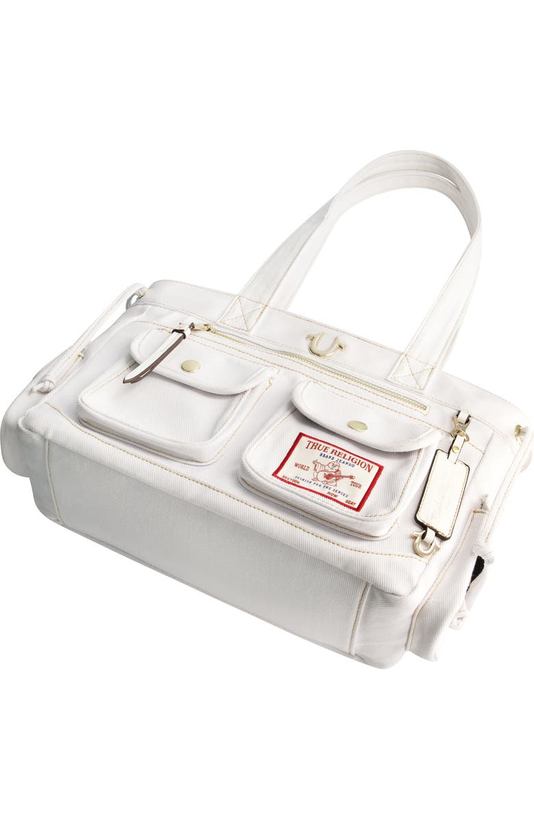 True Religion Multi-Pocket Denim Tote, Alternate, color, White