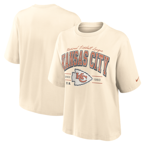Women's Nike Cream Kansas City Chiefs Vintage Mod Boxy T-Shirt