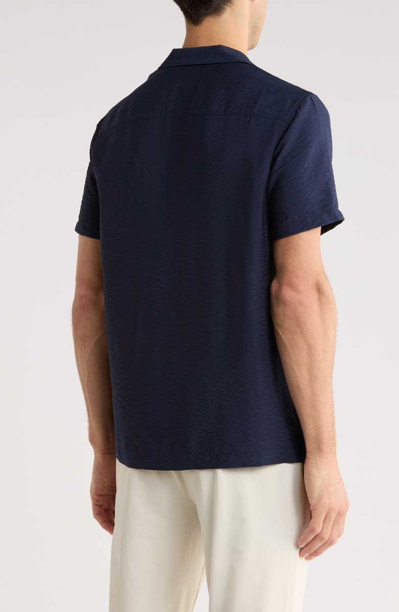 Nordstrom Hammered Satin Camp Shirt, Alternate, color, Navy Sapphire