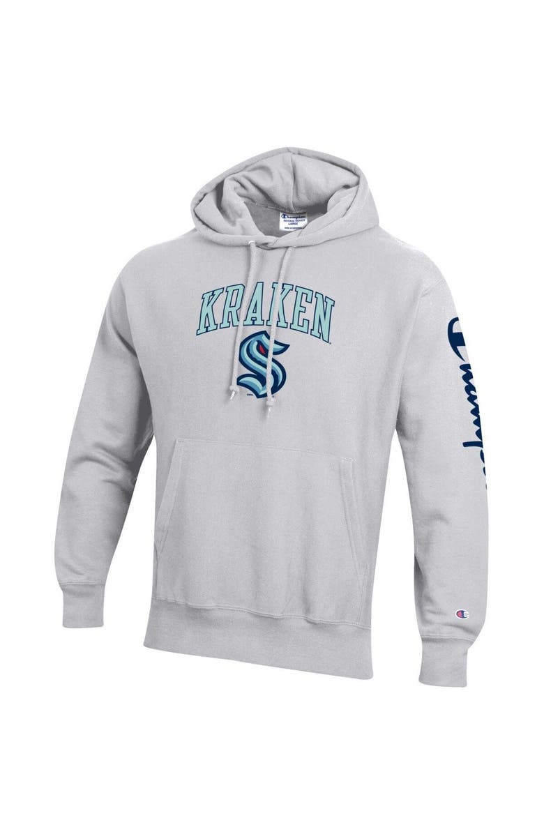 Champion Men's Champion Heather Gray Seattle Kraken Reverse Weave Pullover Hoodie, Alternate, color, Heather Gray