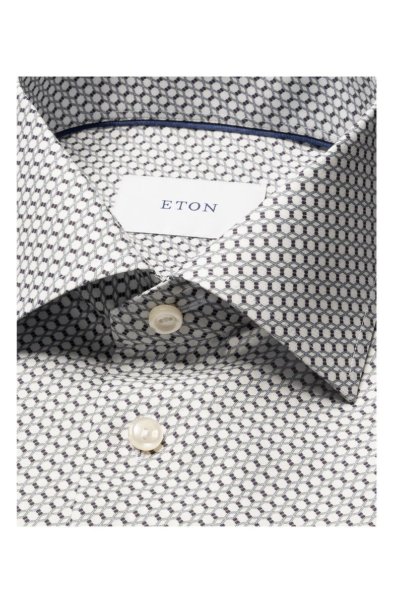 Eton Slim Fit Geometric Print Organic Cotton Twill Dress Shirt, Alternate, color, Grey