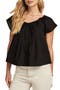 Eyelet Trim Pintuck Button-Up Top