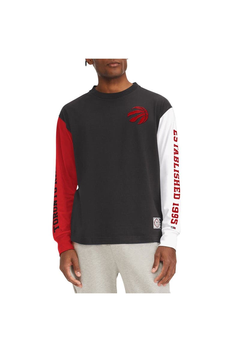 Men's Tommy Jeans Black Toronto Raptors Richie Color Block Long Sleeve T-Shirt, Alternate, color, Black