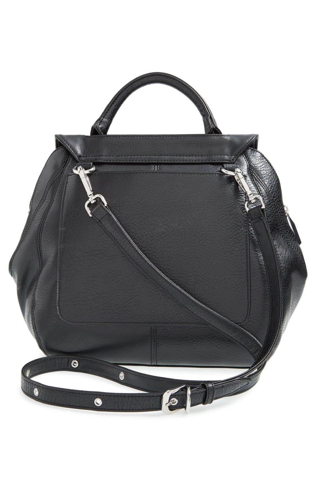 'Wellington' Vegan Leather Satchel, Alternate, color, BLACK