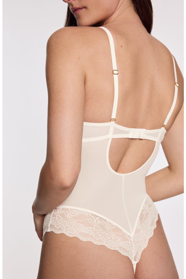 Lace Lift Up Teddy, Alternate, color, Ecru