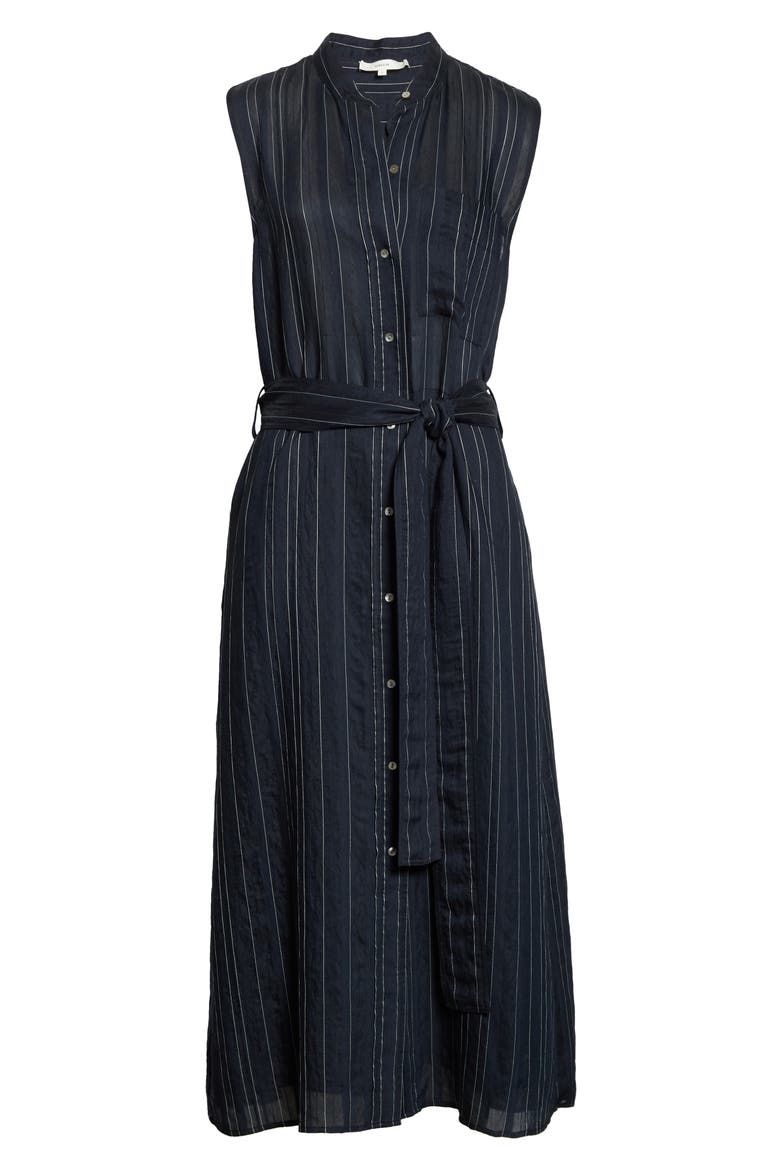 Stripe Drapey Sleeveless Shirtdress, Alternate, color, COASTAL