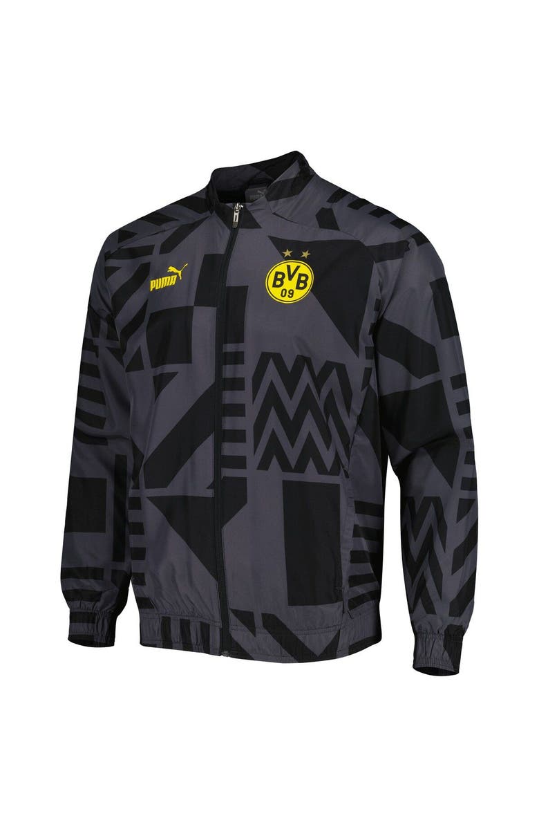 PUMA Men's Puma Black Borussia Dortmund Pre-Match Raglan Full-Zip Training Jacket, Alternate, color, 
