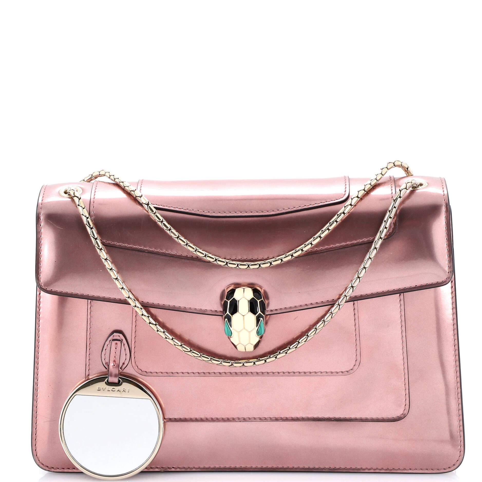 Serpenti Forever Shoulder Bag Metallic Leather Medium, Alternate, color, Pink