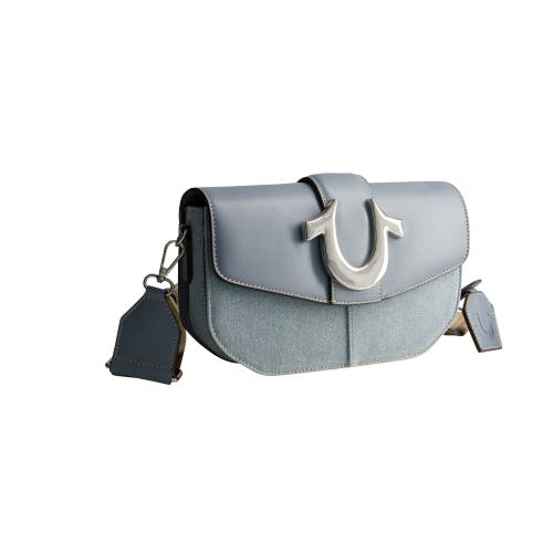 True Religion Denim Saddle Bag With Oversized Horseshoe Logo In Blue