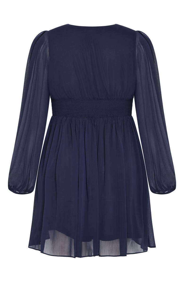 City Chic Serina Long Sleeve Flare Dress, Alternate, color, Navy