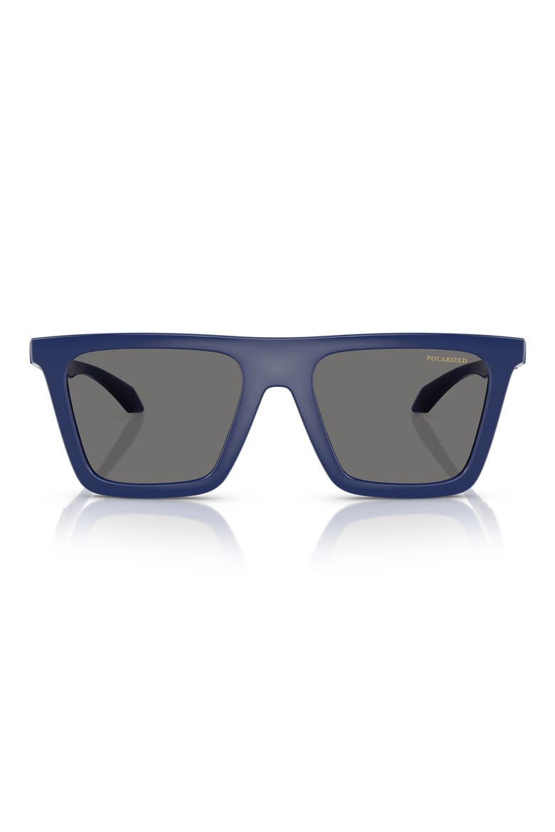 53mm Polarized Rectangular Sunglasses, Main, color, BLUE