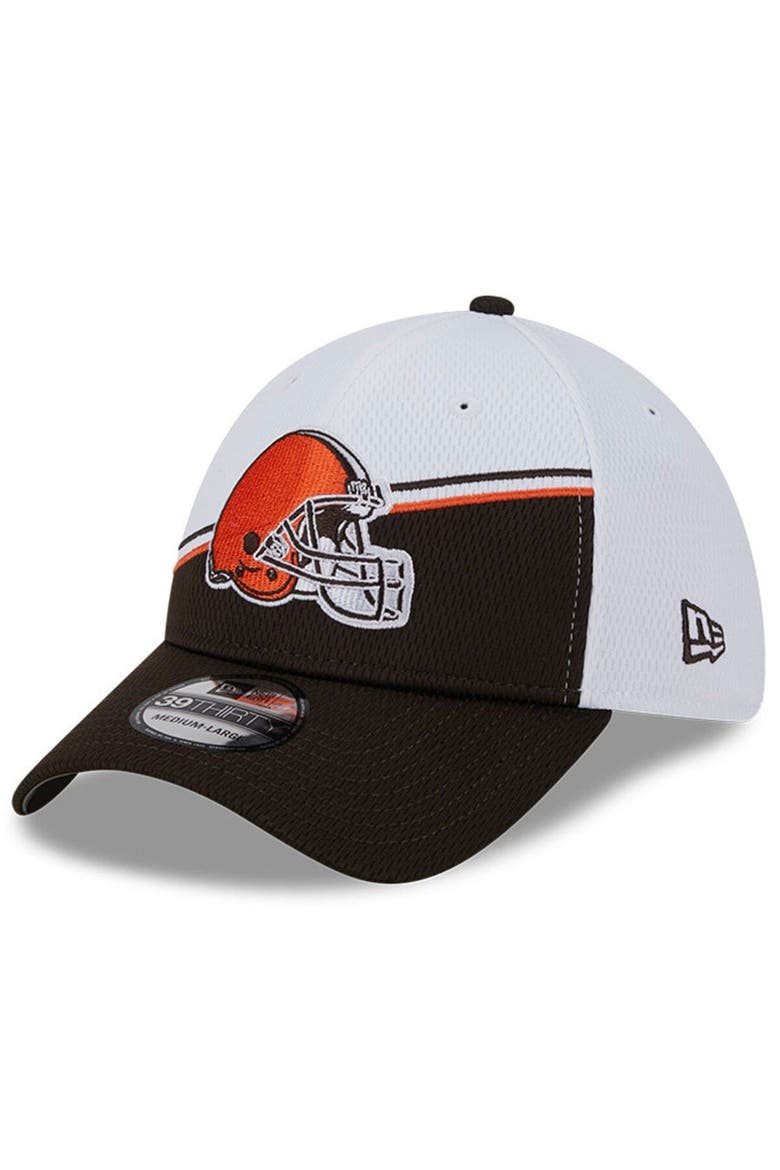 Men's New Era  White/Brown Cleveland Browns 2023 Sideline 39THIRTY Flex Hat, Alternate, color, White