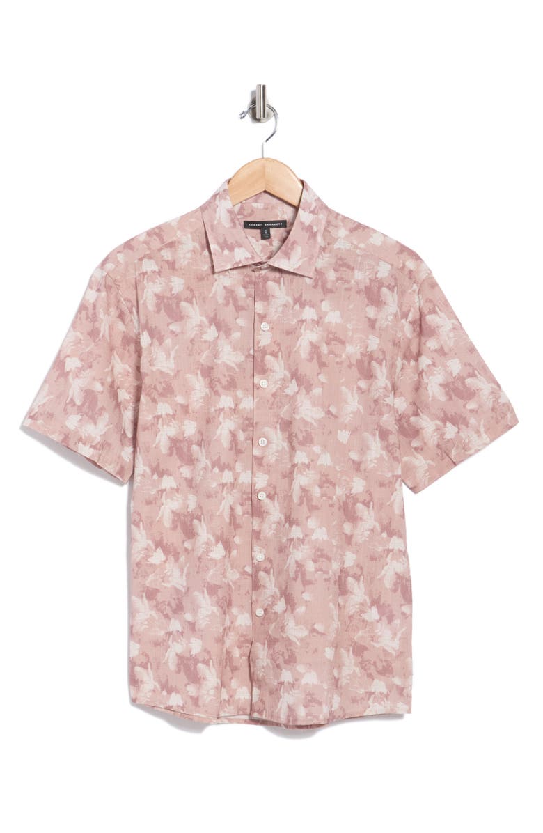 Robert Barakett Umberto Short Sleeve Button-Up Shirt, Main, color, Powder Coral