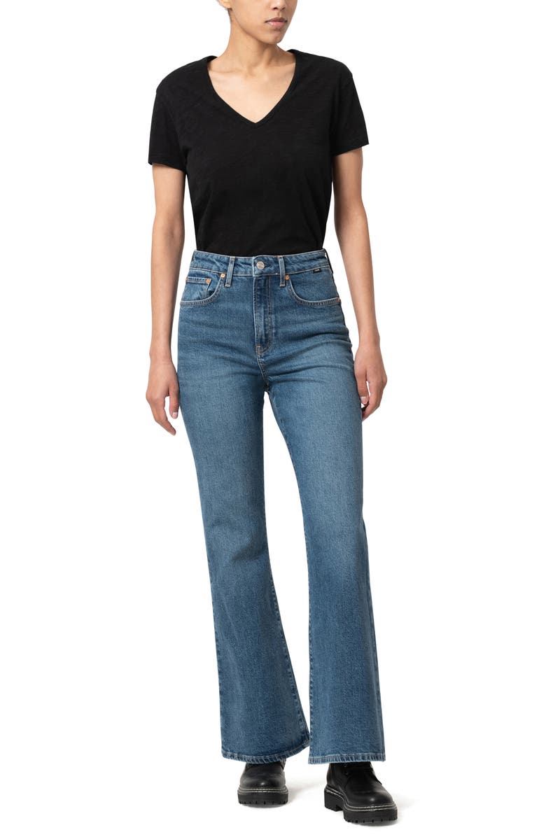 Mavi Jeans Los Angeles High Waist Flare Leg Jeans, Alternate, color, Mid Brushed Classic Blue