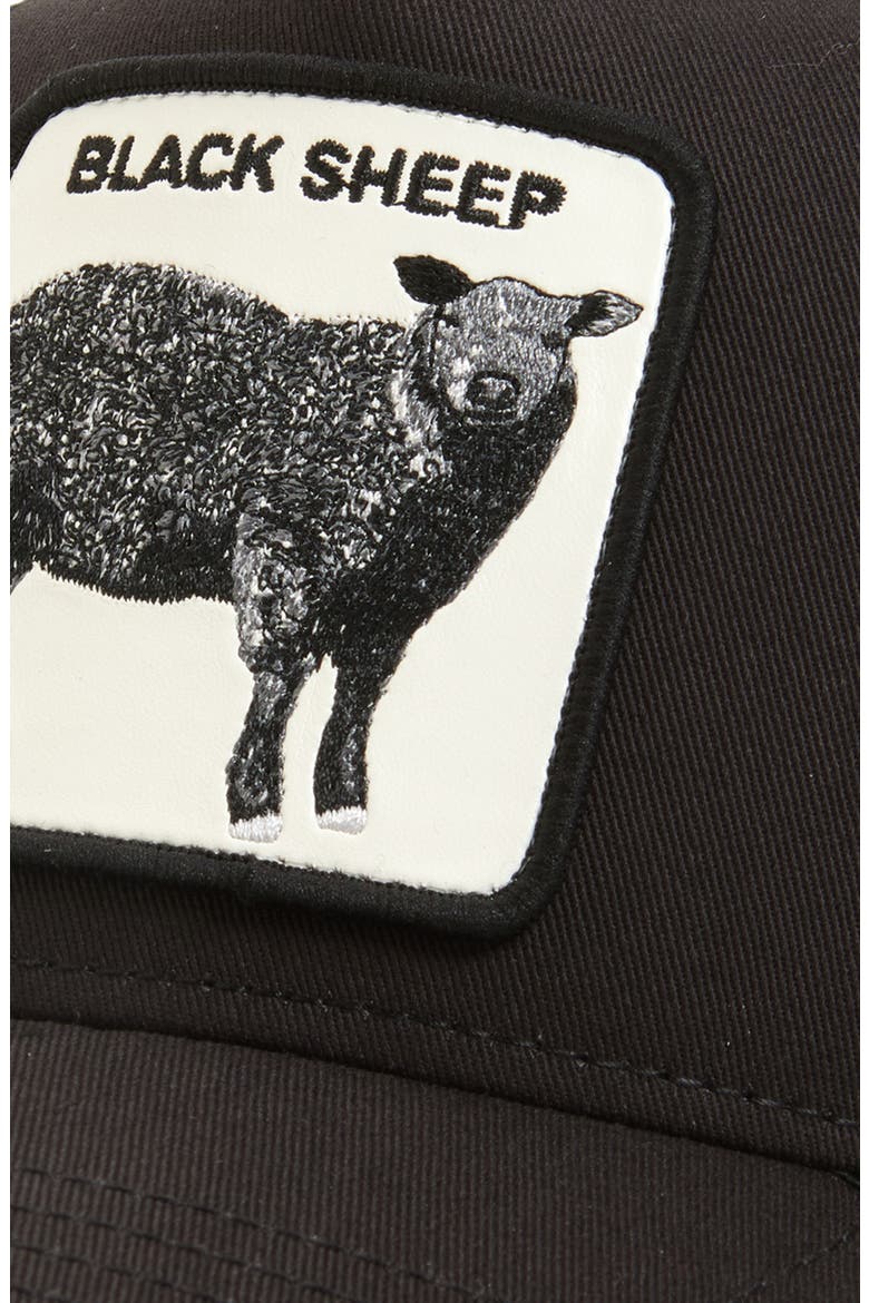The Black Sheep Patch Trucker Hat, Alternate, color, BLACK