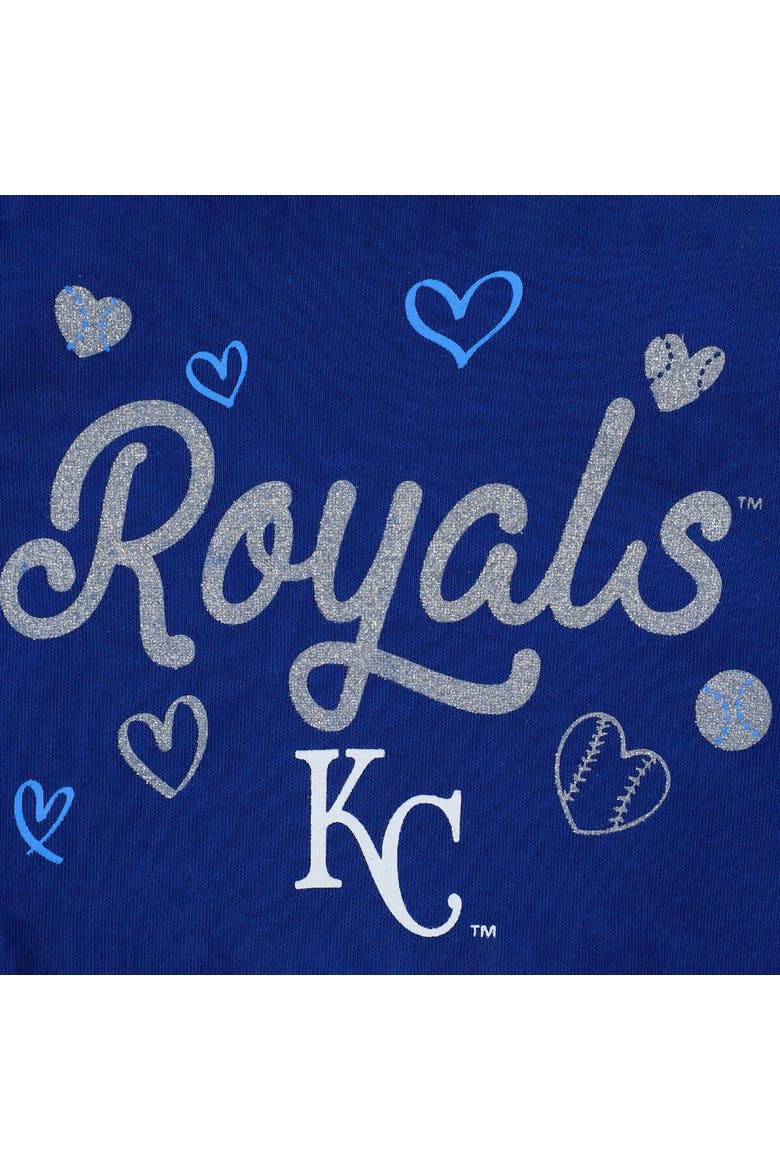 Girls Newborn & Infant Royal Kansas City Royals 3-Piece Home Plate Bodysuit Bib & Booties Set, Alternate, color, Royal
