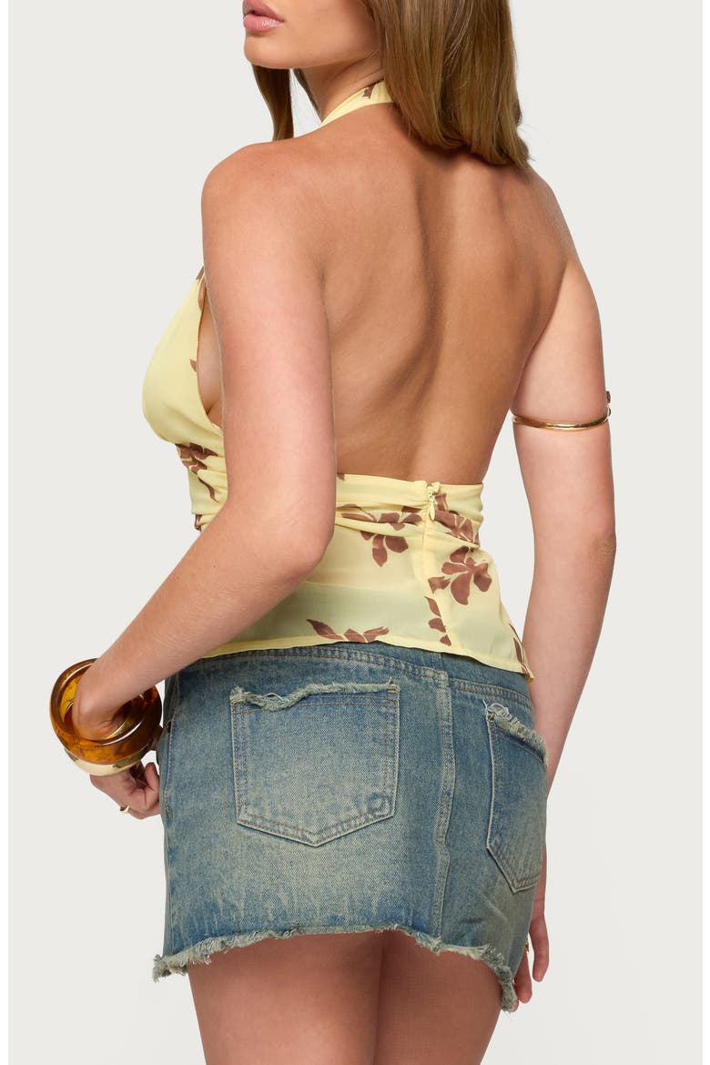 Hannah Floral Chiffon Halter Top, Alternate, color, YELLOW