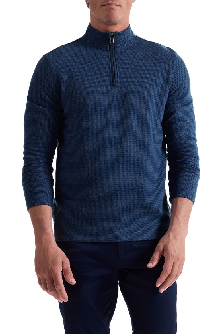 Houndstooth Patern Quarter Zip Top, Main, color, NAVY