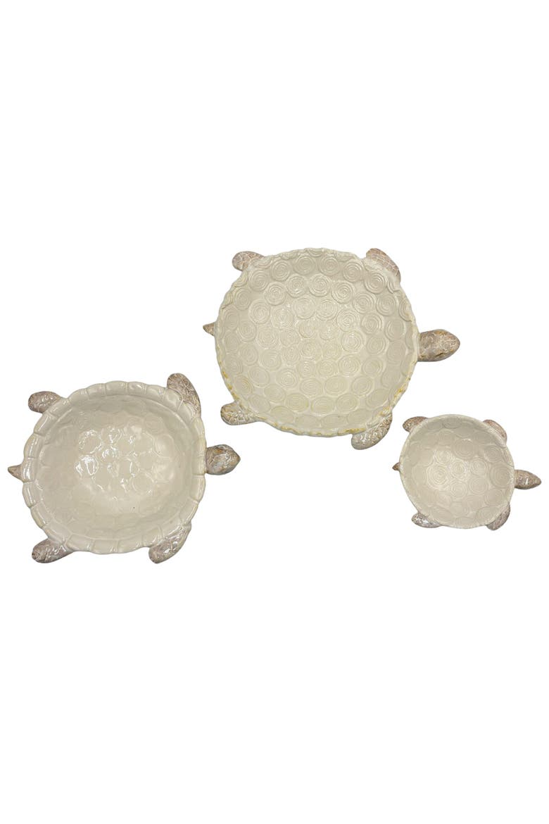 Set of 3 Ceramic Turtle Bowls Home Decor Spring Decorative Bowls for Unique Home Accents, Main, color, White