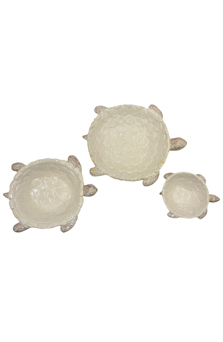 Transpac Set of 3 Ceramic Turtle Bowls Home Decor Spring Decorative Bowls for Unique Home Accents, Main, color, White