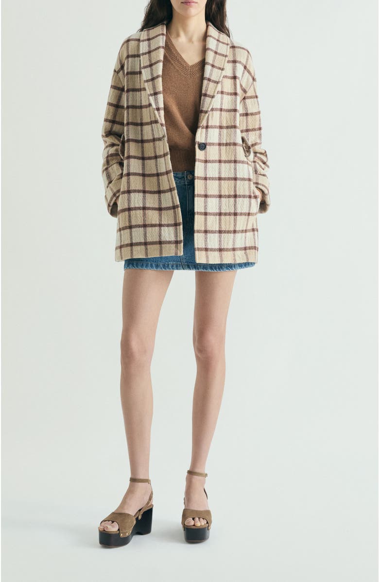 Scalpers Plaid Cloth Coat, Alternate, color, Ecrucheck