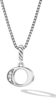 David Yurman Pavé Initial Pendant Necklace in Sterling Silver with Diamond
