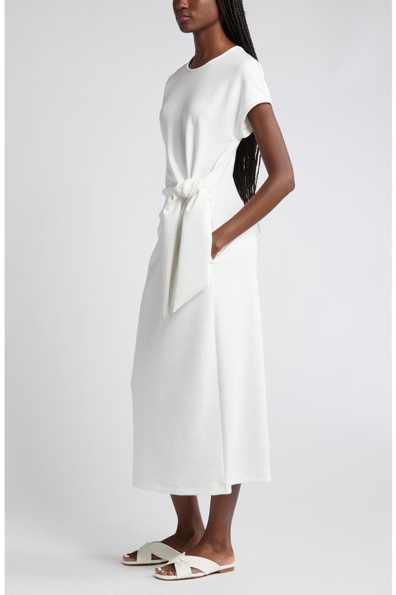 Tie Waist Midi Dress, Alternate, color, IVORY CLOUD