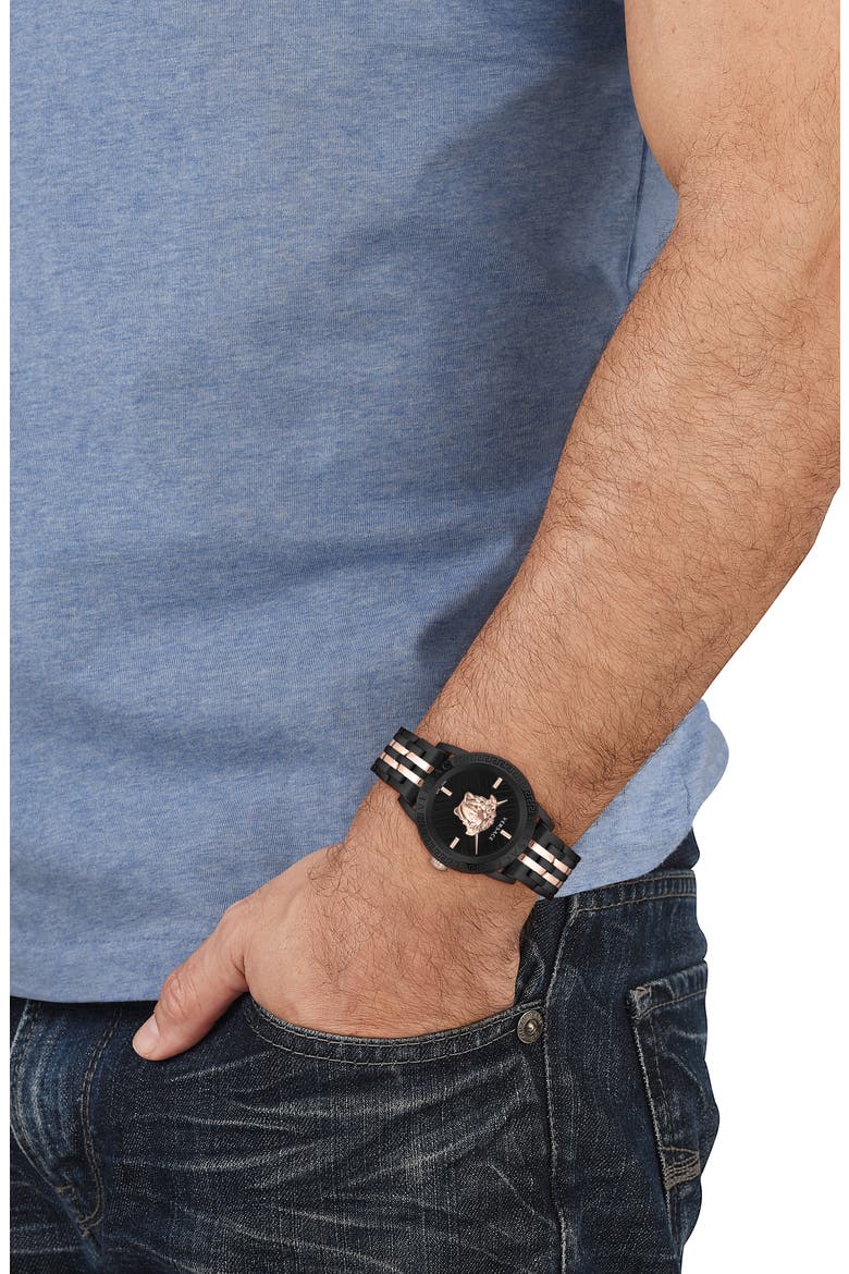 V-Code Bracelet Watch, 43mm, Alternate, color, TWO TONE
