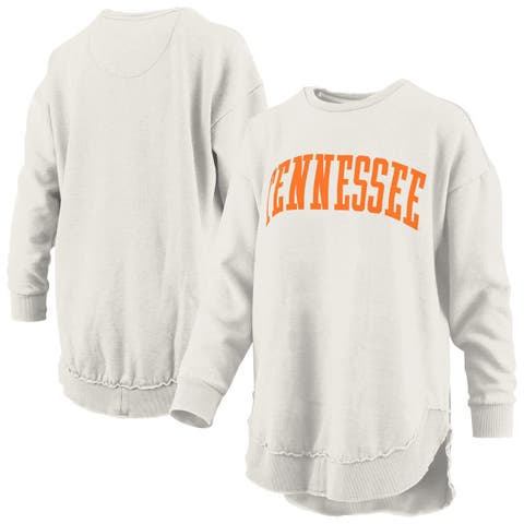 Women's Pressbox  Oatmeal Tennessee Volunteers Melange Poncho Vintage Fleece Long Sleeve Pullover Sweatshirt