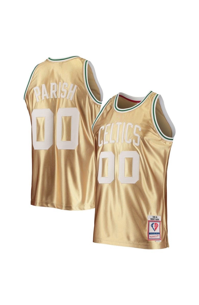 Mitchell & Ness Men's Mitchell & Ness Robert Parish Gold Boston Celtics 75th Anniversary 1985-86 Hardwood Classics Swingman Jersey, Alternate, color, 