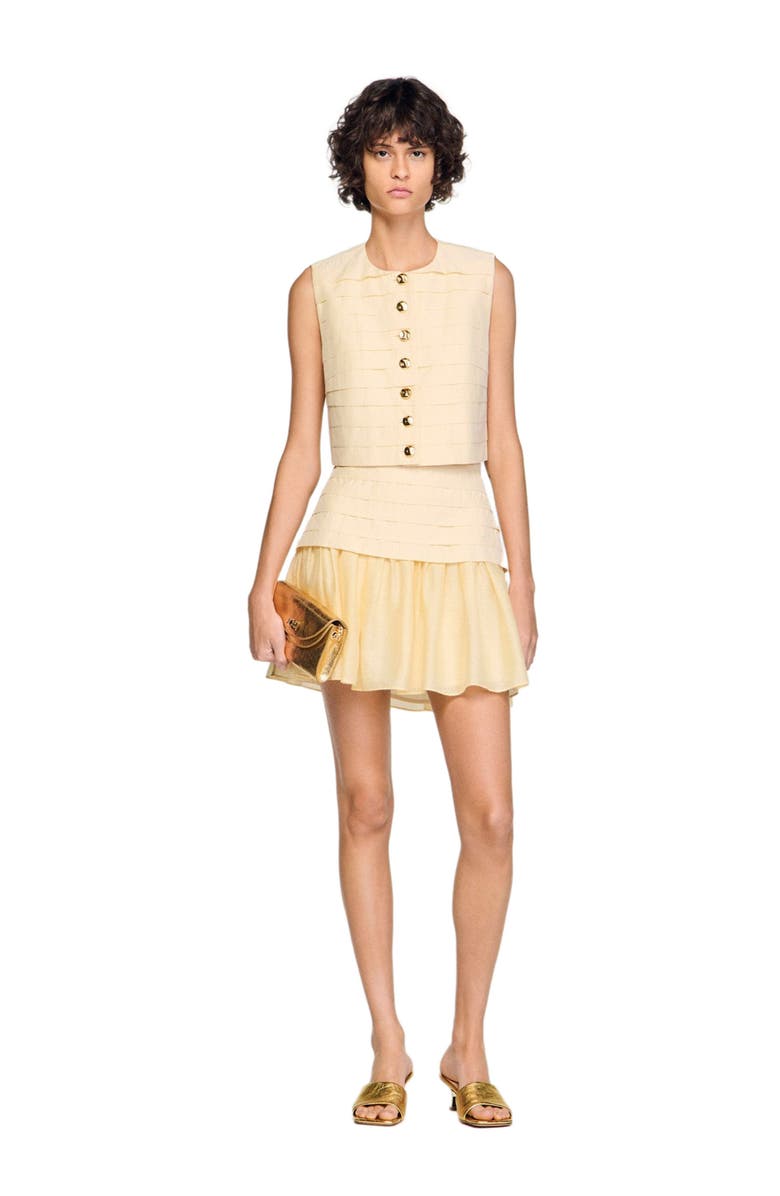 SANDRO Short pleated skirt, Alternate, color, Vanilla