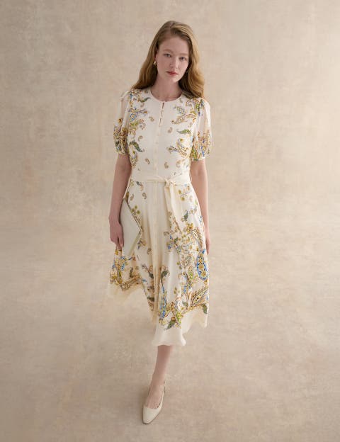 Alma Silk Printed Midi Dress