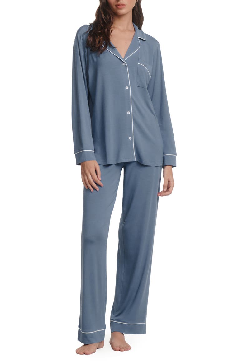 Gisele Long Pajamas, Main, color, SLATE BLUE/IVORY