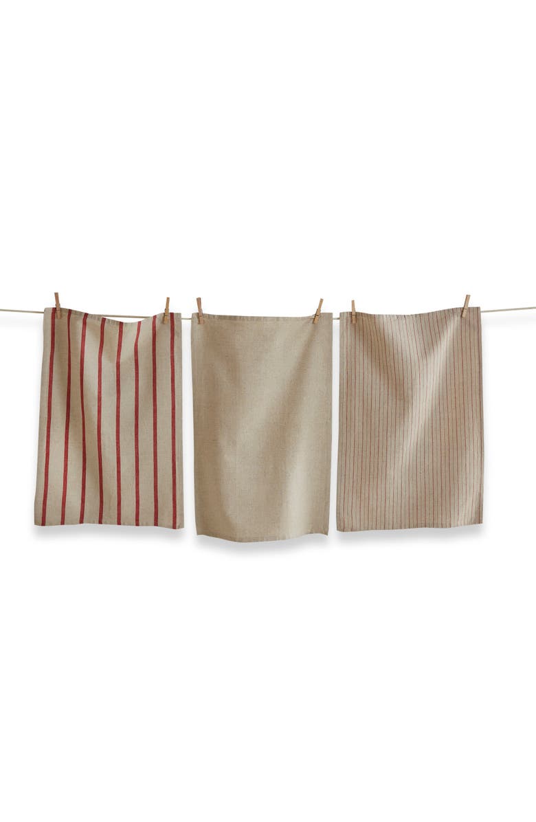 tag Farmhouse Stripe Dishtowel Set of 3 Multicolor Cotton Towels, Main, color, Multicolored