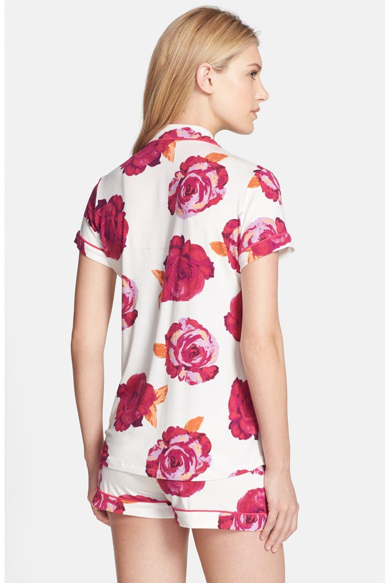 'Bali Sunset' Short Pajamas, Alternate, color, IVORY/ FUCHSIA ROSES